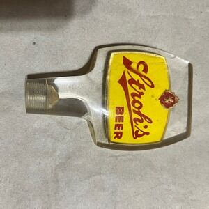 Stroh's Beer Tap Handle Yellow Vintage Lucite Detroit Michigan Logo